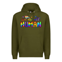 Army Green we are all human Premium Hoodie - MaliasSmallBusiness
