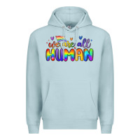 Blue Mist we are all human Premium Hoodie - MaliasSmallBusiness