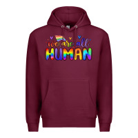 Burgundy we are all human Premium Hoodie - MaliasSmallBusiness