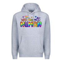 Heather Grey we are all human Premium Hoodie - MaliasSmallBusiness