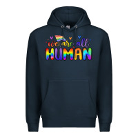 Navy we are all human Premium Hoodie - MaliasSmallBusiness