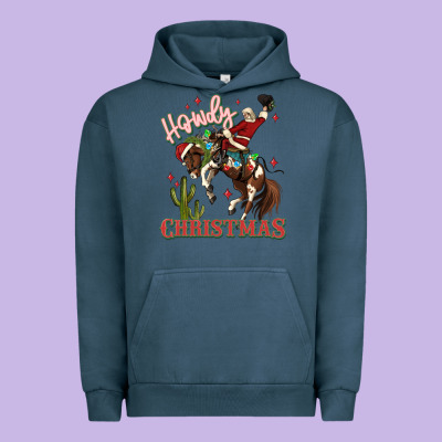 Howdy Christmas Cowboy Santa Urban Hoodie Designed By Maliassmallbusiness