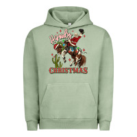Pigment Oil Green howdy christmas cowboy santa Urban Hoodie - MaliasSmallBusiness