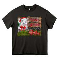 Asphalt merry Christmas pig Heavy Core Tee - CowhideDigitalArt