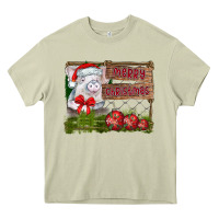 Mossy merry Christmas pig Heavy Core Tee - CowhideDigitalArt
