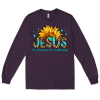 Plum jesus it s not religion it s a relationship Long Sleeve Tee - Zillion Design Studio