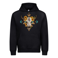 Black bull skull with aztec sunflower leopard Urban Hoodie - MaliasSmallBusiness
