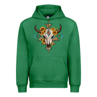 Emerald bull skull with aztec sunflower leopard Urban Hoodie - MaliasSmallBusiness