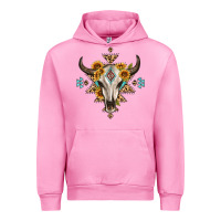 Fuchsia Pink bull skull with aztec sunflower leopard Urban Hoodie - MaliasSmallBusiness