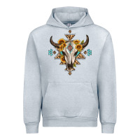 Heather Grey bull skull with aztec sunflower leopard Urban Hoodie - MaliasSmallBusiness