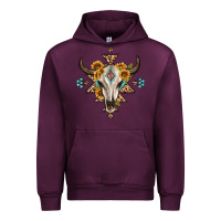 Mauve Wine bull skull with aztec sunflower leopard Urban Hoodie - MaliasSmallBusiness
