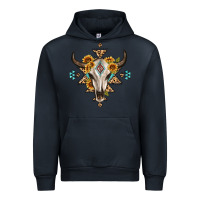 Navy bull skull with aztec sunflower leopard Urban Hoodie - MaliasSmallBusiness