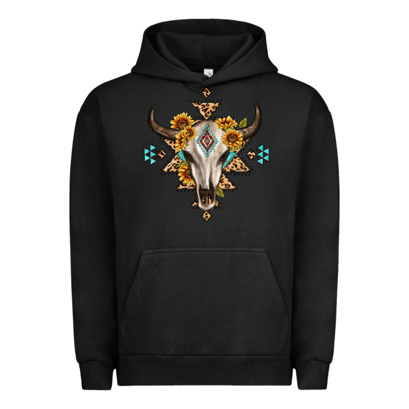 Bull Skull With Aztec Sunflower Leopard Urban Hoodie by MaliasSmallBusiness | Teevron