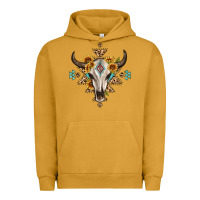Pigment Peanut Butter bull skull with aztec sunflower leopard Urban Hoodie - MaliasSmallBusiness