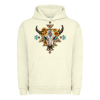 Pigment Pistachio bull skull with aztec sunflower leopard Urban Hoodie - MaliasSmallBusiness