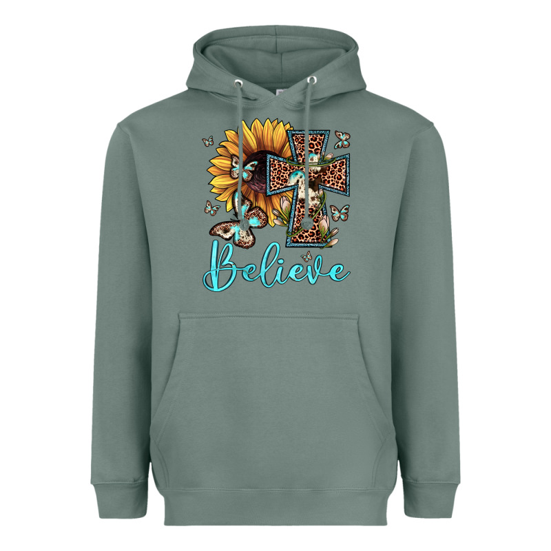 Believe Leopard Cross Sunflower Butterfly Heavyweight Hoodie by JahusDesignShop | Teevron