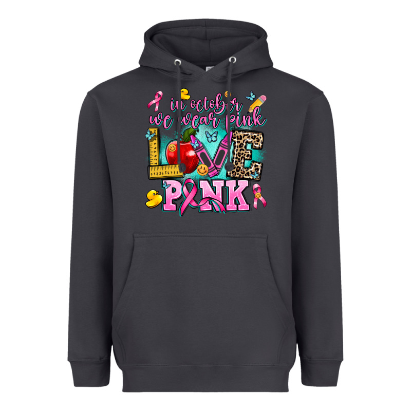 In October We Wear Pink Love Pink Heavyweight Hoodie by AdoDesignShop | Teevron