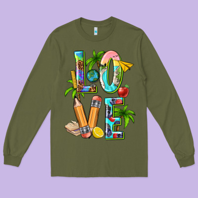 Summer Love Teacher Long Sleeve Tee Designed By Texasbilliewilder