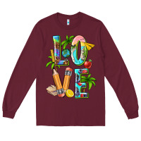 Burgundy summer love teacher Long Sleeve Tee - texasbilliewilder