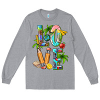 Heather Grey summer love teacher Long Sleeve Tee - texasbilliewilder
