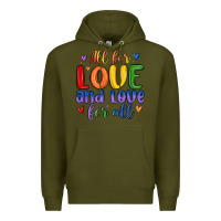 Army Green all for love and love for all Premium Hoodie - MaliasSmallBusiness