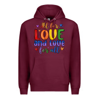 Burgundy all for love and love for all Premium Hoodie - MaliasSmallBusiness