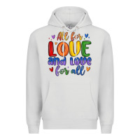 Dove Grey all for love and love for all Premium Hoodie - MaliasSmallBusiness