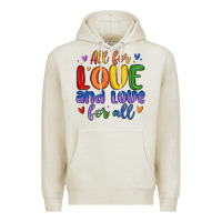 Oatmeal Heather all for love and love for all Premium Hoodie - MaliasSmallBusiness