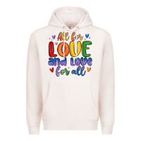 Pale Pink all for love and love for all Premium Hoodie - MaliasSmallBusiness