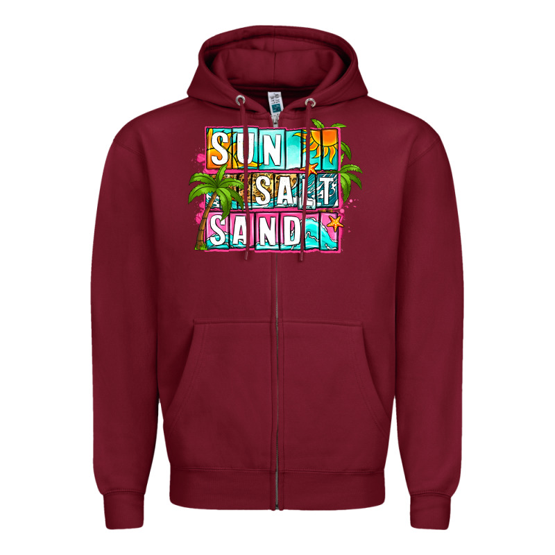 Sun Salt Sand Summer Zipper Hoodie by Zillion Design Studio | Teevron