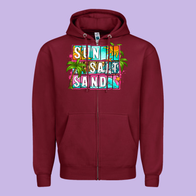 Sun Salt Sand Summer Zipper Hoodie Designed By Zillion Design Studio