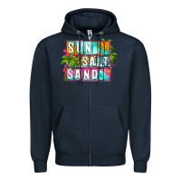 Navy sun salt sand summer Zipper Hoodie - Zillion Design Studio