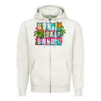Oatmeal Heather sun salt sand summer Zipper Hoodie - Zillion Design Studio