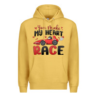 Antique Gold you make my heart race valentine's day Premium Hoodie - MaliasSmallBusiness