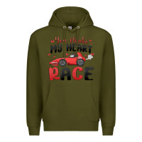 Army Green you make my heart race valentine's day Premium Hoodie - MaliasSmallBusiness