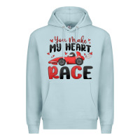 Blue Mist you make my heart race valentine's day Premium Hoodie - MaliasSmallBusiness