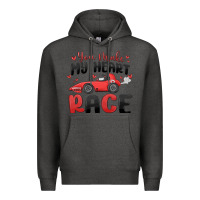Charcoal Heather you make my heart race valentine's day Premium Hoodie - MaliasSmallBusiness
