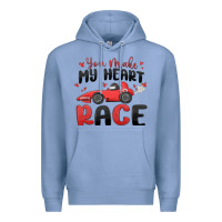 Colony Blue you make my heart race valentine's day Premium Hoodie - MaliasSmallBusiness