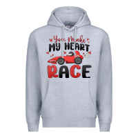 Heather Grey you make my heart race valentine's day Premium Hoodie - MaliasSmallBusiness