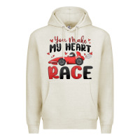 Oatmeal Heather you make my heart race valentine's day Premium Hoodie - MaliasSmallBusiness