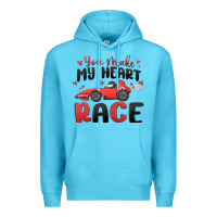 Ocean Blue you make my heart race valentine's day Premium Hoodie - MaliasSmallBusiness