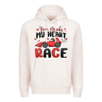 Pale Pink you make my heart race valentine's day Premium Hoodie - MaliasSmallBusiness