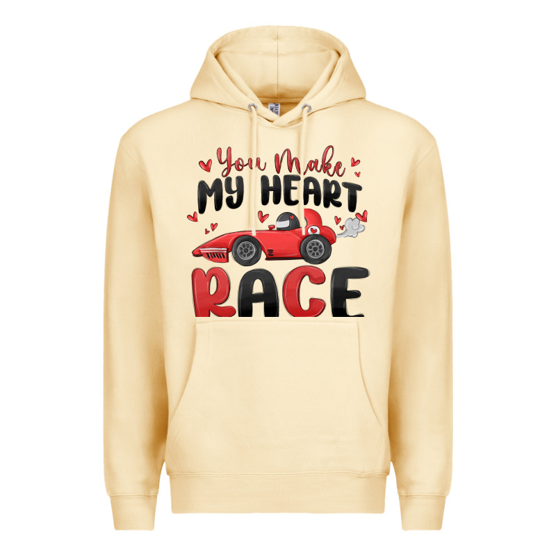 You Make My Heart Race Valentine's Day Premium Hoodie by MaliasSmallBusiness | Teevron