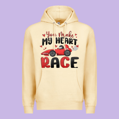 You Make My Heart Race Valentine's Day Premium Hoodie Designed By Maliassmallbusiness