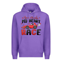 Purple you make my heart race valentine's day Premium Hoodie - MaliasSmallBusiness
