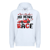 White you make my heart race valentine's day Premium Hoodie - MaliasSmallBusiness