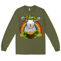 Army Green st patricks day baby sheep shamrocks gold rainbow Long Sleeve Tee - RanaPortraitStore