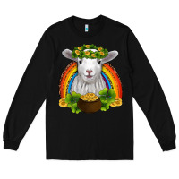Black st patricks day baby sheep shamrocks gold rainbow Long Sleeve Tee - RanaPortraitStore