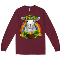 Burgundy st patricks day baby sheep shamrocks gold rainbow Long Sleeve Tee - RanaPortraitStore