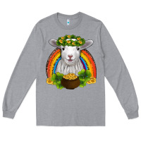 Heather Grey st patricks day baby sheep shamrocks gold rainbow Long Sleeve Tee - RanaPortraitStore